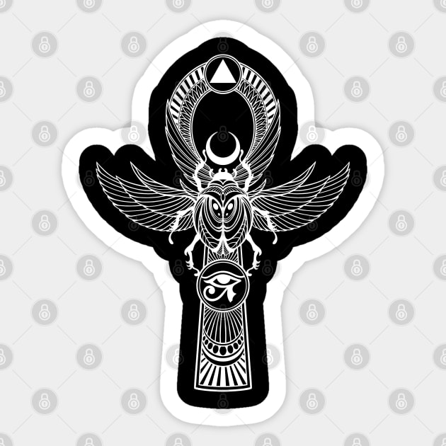 Egyptian Ankh with Scarab Sticker by OccultOmaStore